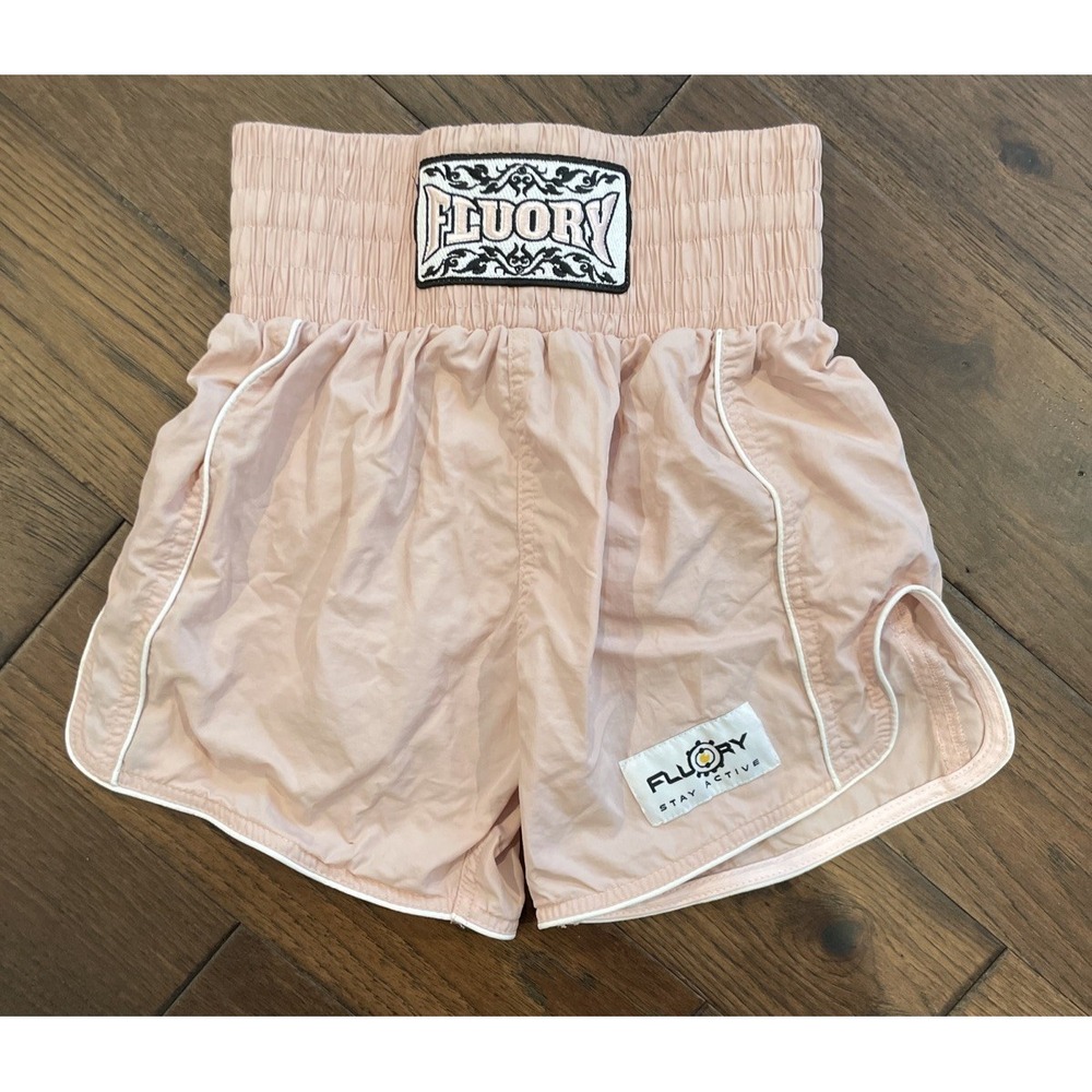 FLUORY Muay Thai and Boxing Shorts Workout Size M Pink Nylon Elastic Waist